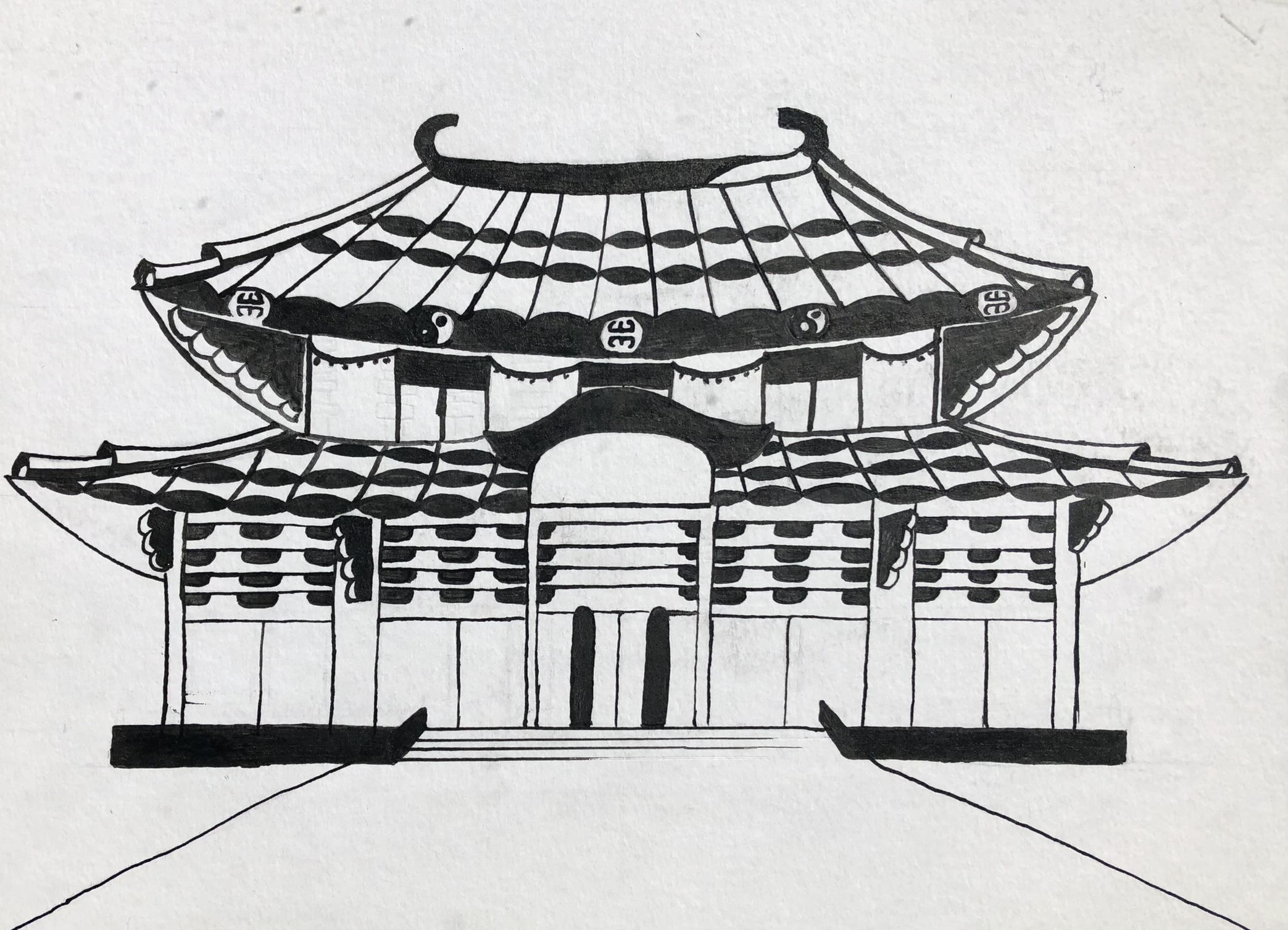 Temple encre de Chine